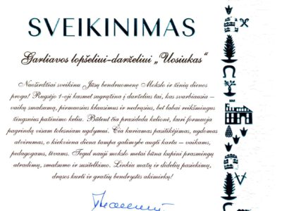 KAUNO RAJONO SAVIVALDYBĖS MERO SVEIKINIMAS