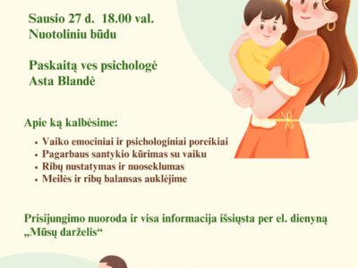 Kviečiame tėvus į nuotolinę paskaitą