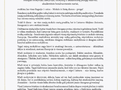 LIETUVOS RESPUBLIKOS PREZIDENTO SVEIKINIMAS RUGSĖJO 1 D. PROGA